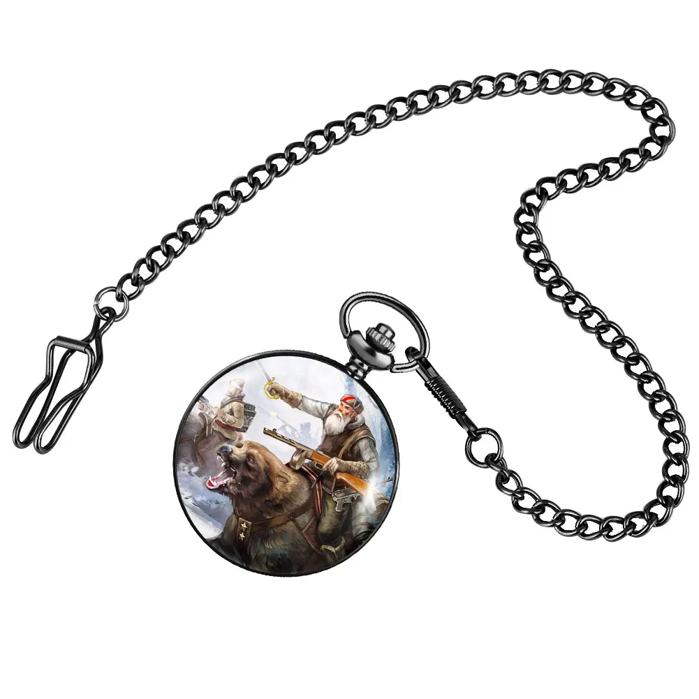

Battle Bear Men's Pocket Watch Male Practical Gift Individuality Durable Big Dial Comfortable Pendant Presents For Boyfriend
