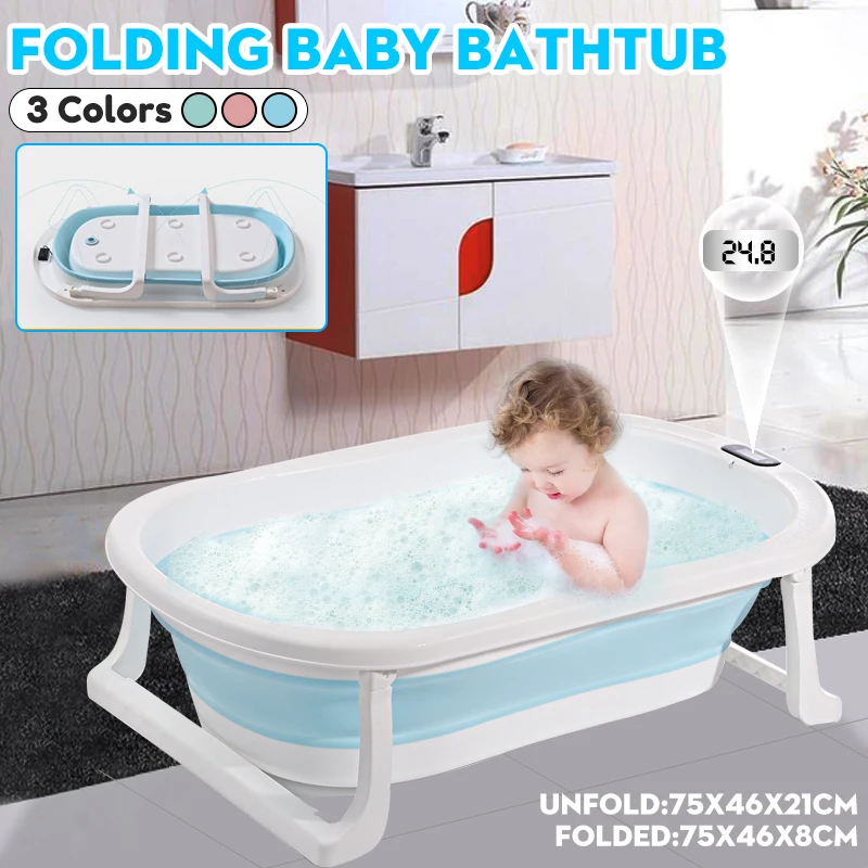

Baby Bathtub Portable Bath Tub Sit Lie Newborn Baby Folding Tub Home Infant Children's Bath Barrel Temperature Sensitive Bathtub