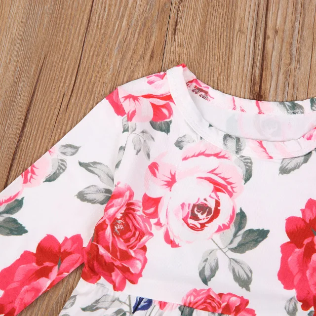 Укороченный топ с цветочным рисунком для новорожденных + красные длинные штаны