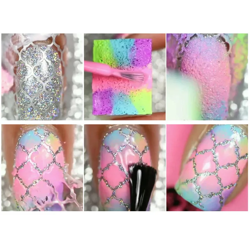 24 Sheets Nail Vinyls Set Colorful Hollow 3D Adhesive Sticker Manicure Nail Art Decorations