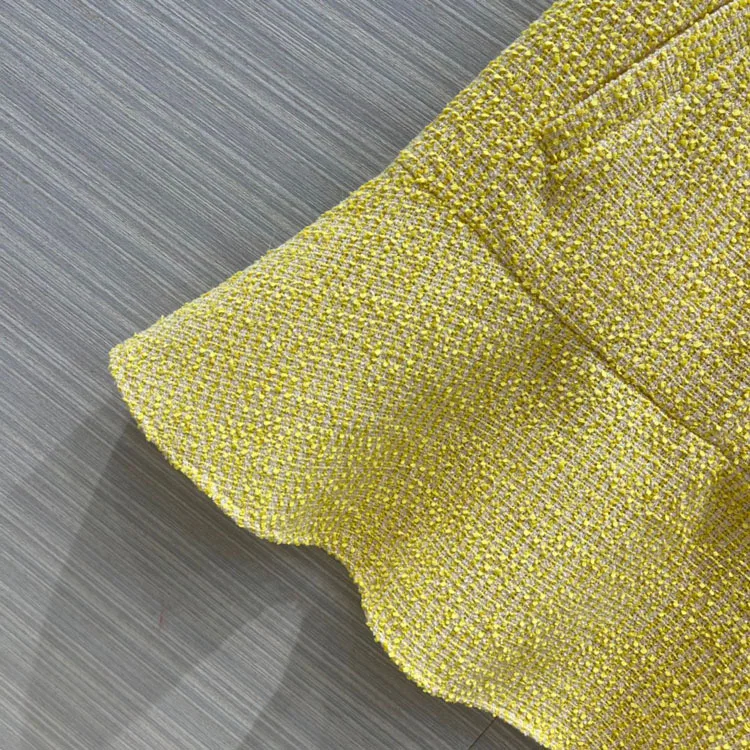 

High-end Brand Yellow Skirts for Women Summer 2020 Preppy Style A Line Tweed Skirts Top Quality Fashion High Waist Skirts Lady