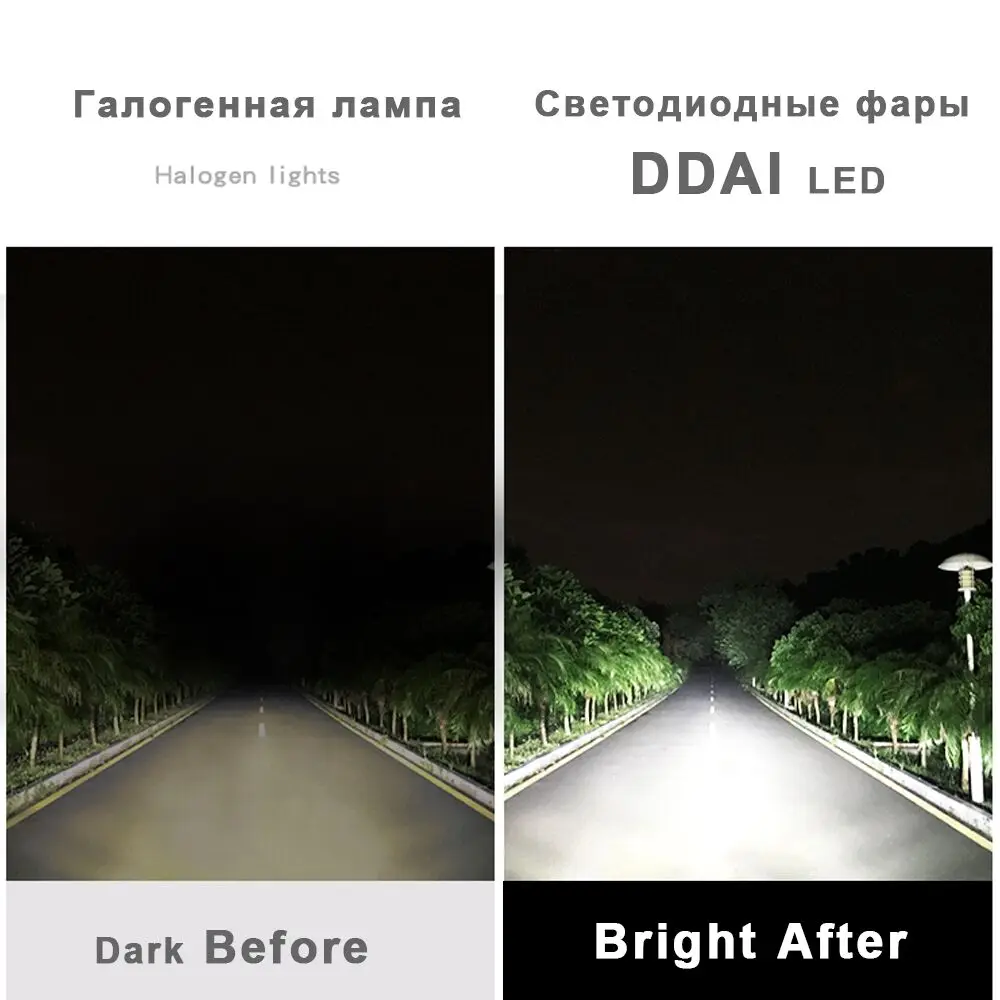 DDAI zes Светодиодные Автомобильные H4 Led H7 автомобильные лампы для фар 12 В 50 Вт 6000 К