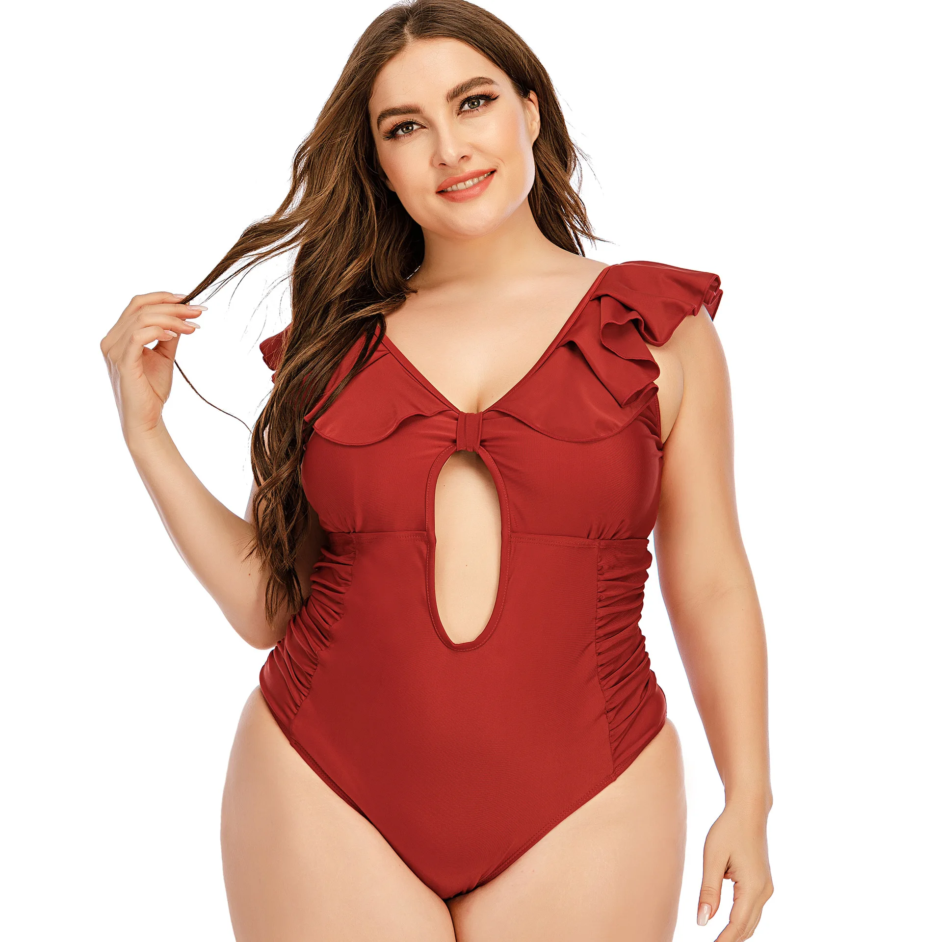 Swim Shorts Women 2021 Sexy Bikini Suit For Summer Clothes Set Pure Color Fat Plus Size One Piece Swimsuit Bathing Solid