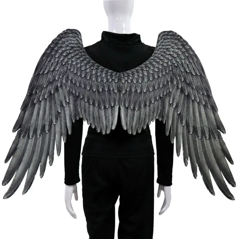 

Halloween 3D Angel Devil Big Wings Large Black Wings Costume Mardi Gras Theme Party Cosplay Accessories of Kid Adult Children