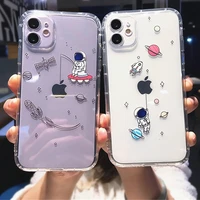 moskado cartoon astronaut planet phone cover for iphone 12 11 pro max x xr xs max 7 8 plus transparent soft silicone tpu case