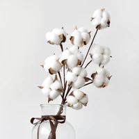 naturally dried cotton flowers white home decorative artificial floral branch wedding bridesmaid bouquet decor fake white flower