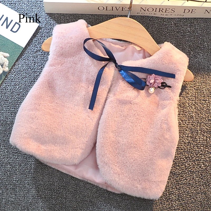

Girls winter warm jacket fashion sweet chiffon mink vest 1-7 years old Beibei fur coat Comfortable thick quality Childr clothing
