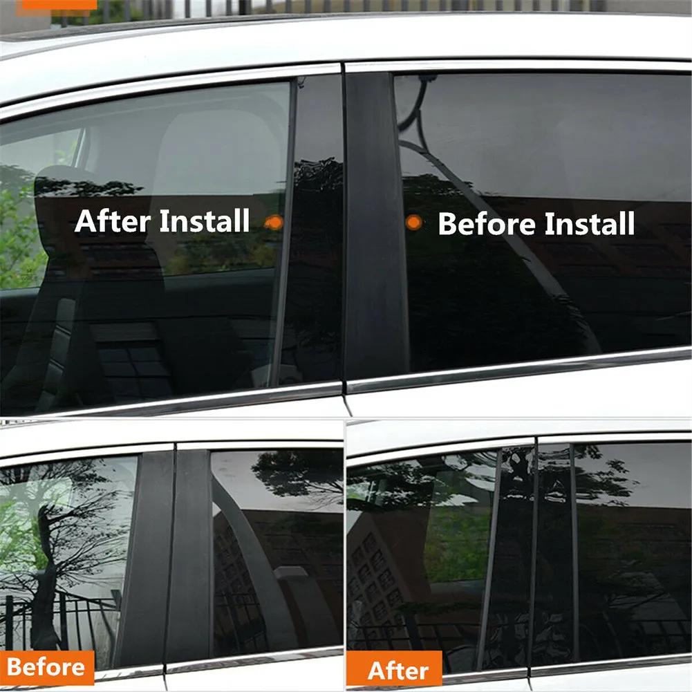 

8pc Gloss Black Window Pillar Stickers Black Cover Fit For Hyundai Elantra Sedan 2017 2018 Decorative Sticker Car Styling Trim