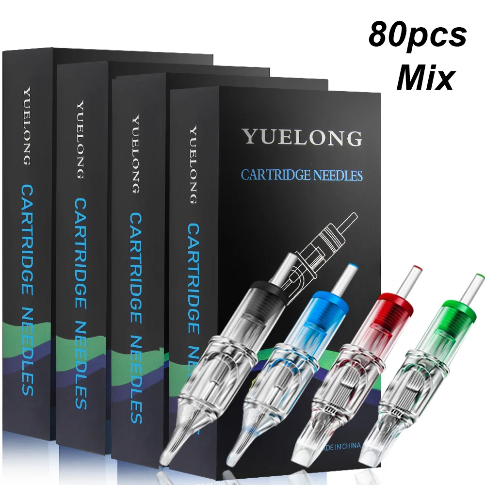 

80PCS Mixed 8 Size Tattoo Cartridge Needles 3RL 5RL 7RL 9RL 7RS 9RS 9M1 7RM for Pen Machine Sterilized Needles