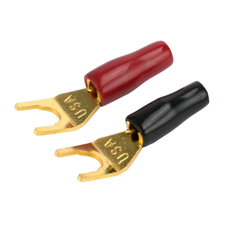 Соединитель банан для динамика вилка Y образной формы с золотым покрытием без
