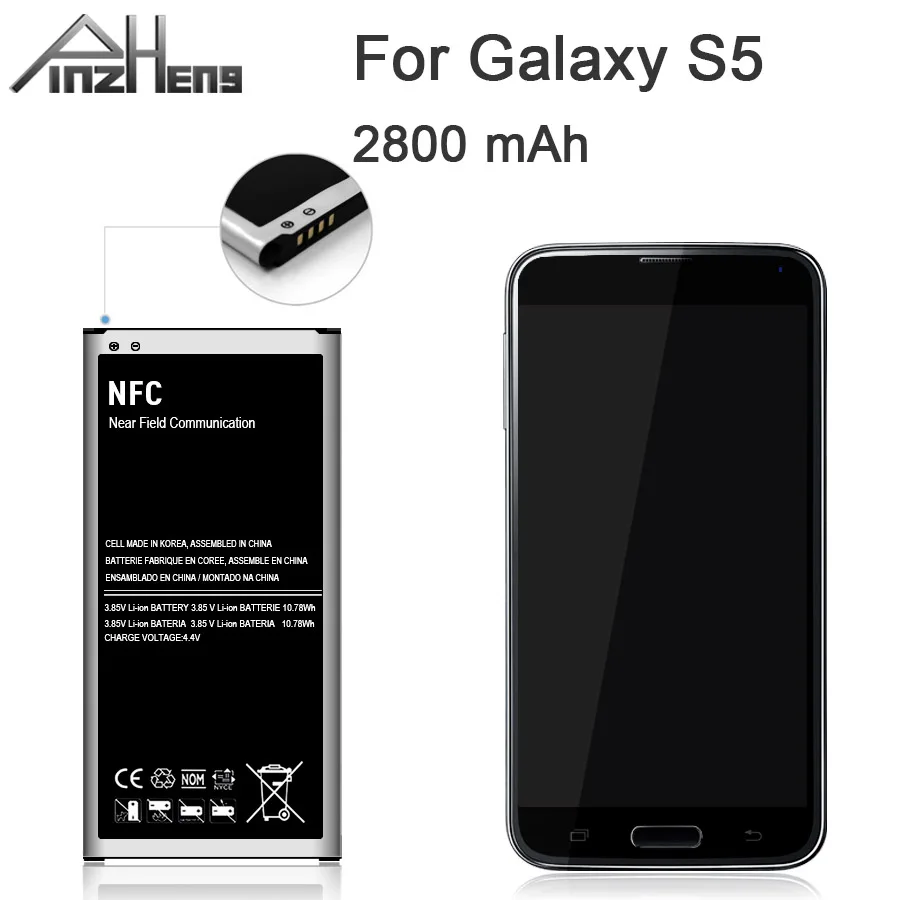 PINZHENG 2800mAh Мобильный телефон батарея для Samsung Galaxy S5 i9600 G900S G900F EB BG900BBC замена