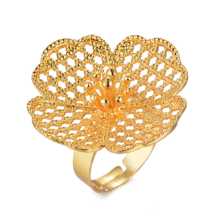 Женское кольцо большого размера с эфиопским золотом 24 карата|Кольца| |