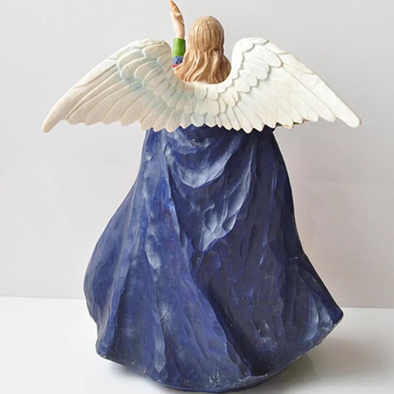 

European Style Religion Angel Imitation Wood Carving Craftwork Resin Statue Living Room TV Cabinet Ornaments Figurines X3221