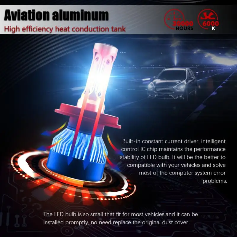 

H1/H4/H7/H11 LED Headlight Fog Lamp Car Bulb Kit 36w 3800lm 6000k White Running Lights For Cars Led Fog Lights Led Headlight