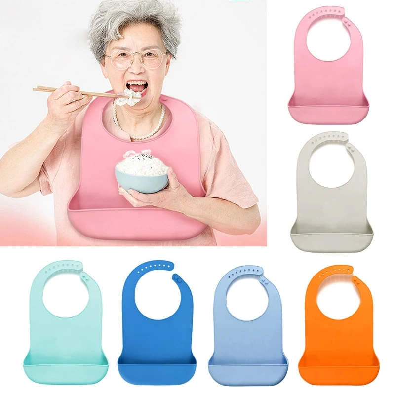 

Waterproof Adult Mealtime Anti-oil Silicone Bib Protector Disability Aid Apron Senior Citizen Aid Aprons
