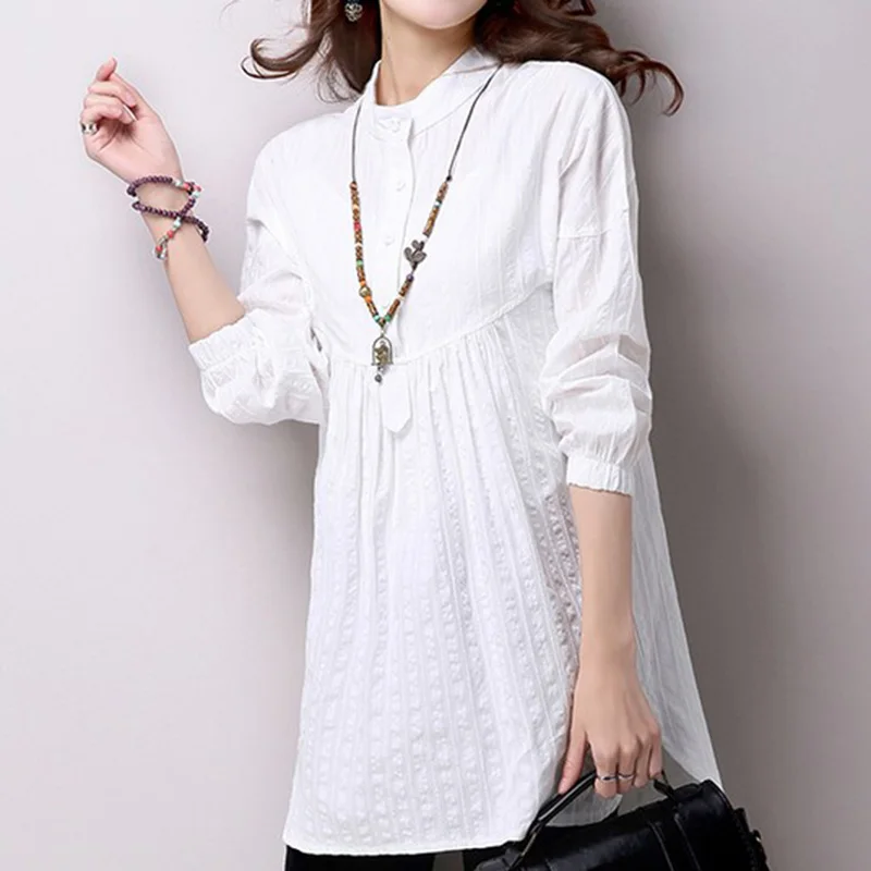 2020 летняя белая женская блузка и рубашки из хлопка льна свободные женские