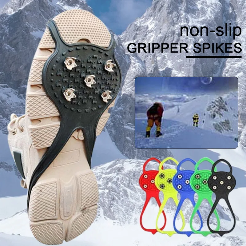 

5 teeth stud crampon spike climb snowfield no skid ice gripper grip winter walk antiskid fish Snowshoe outdoor snow shoe cleat