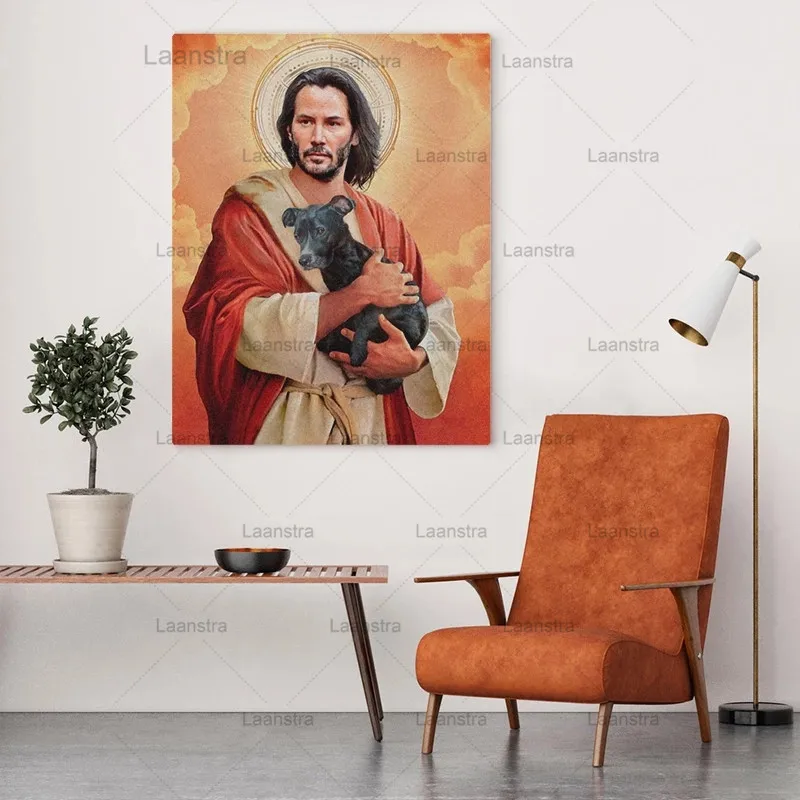 Modular Canvas Painting Meme Jesus Home Decoration Keanu Reeves Pictures Modern Pet Dog Printed Poster for Living Room Wall Art
