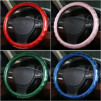 pink gilrs women car steering wheel cover leather massage shape stering case four season handle hub auto interior accessories