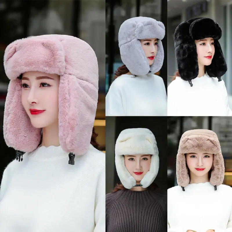 Зимняя плотная шапка бомбер для женщин и мужчин теплые шапки авиаторы лыж охоты