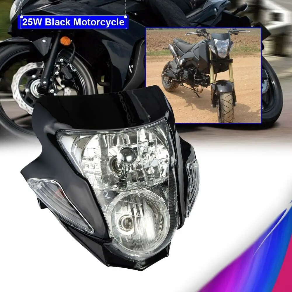 

Universal Motorcycle Off Road Dirt Bike Headlight Fairing Streetfighter Black Headlight Headlamp for Suzuki Honda