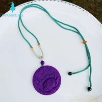 47mm natural purple mica pendant necklace hand carved peony quality gift choker jewerly luxury stone jadeite for woman