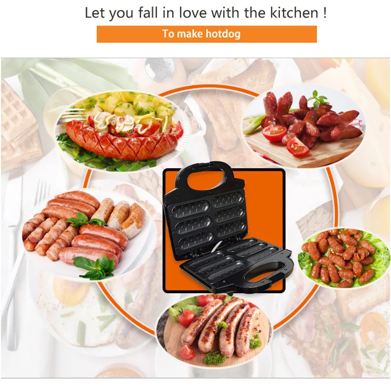850w electric hot dog non stick coating waffles maker machine crispy corn french muffin sausage baking machine for breakfast free global shipping