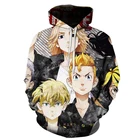 Толстовка с капюшоном с 3D рисунком Токийский Мстители толстовка для мальчиков девочек мужчин женщин Харадзюку куртка с длинным рукавом пальто детская одежда