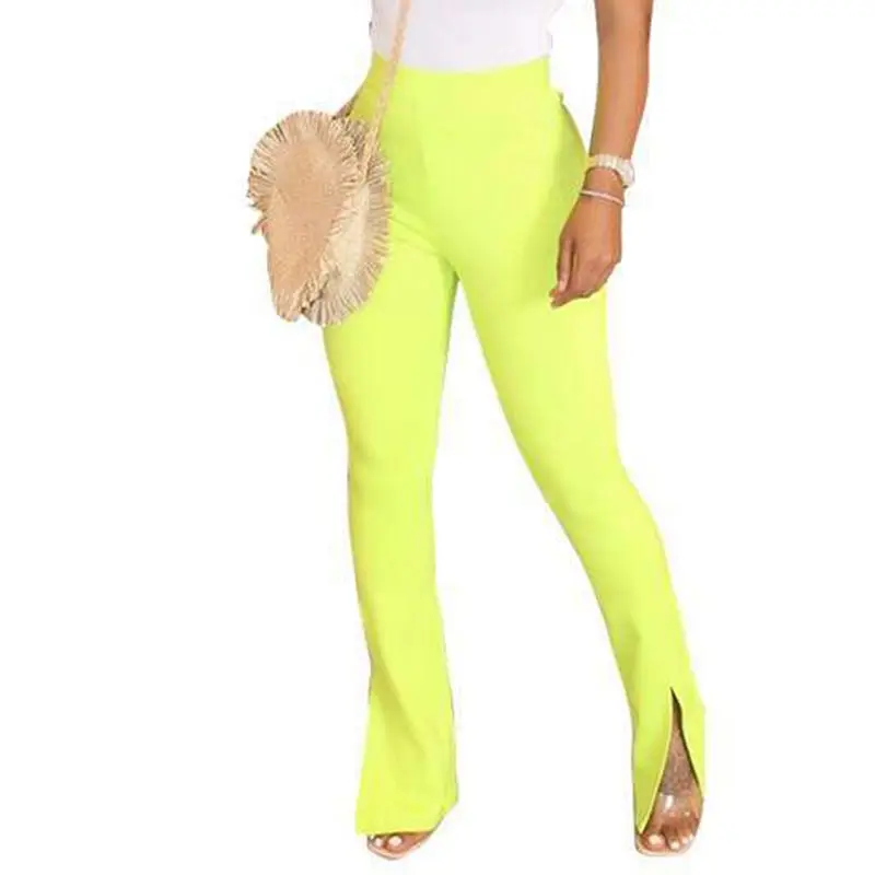 Женские обтягивающие штаны с высокой талией эластичные однотонные облегающие