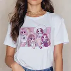 Новая женская футболка в стиле Харадзюку с изображением героев мультфильмов, черная, розовая футболка Kawhi, одежда с розой Дженни, летняя модная Милая футболка для девушек