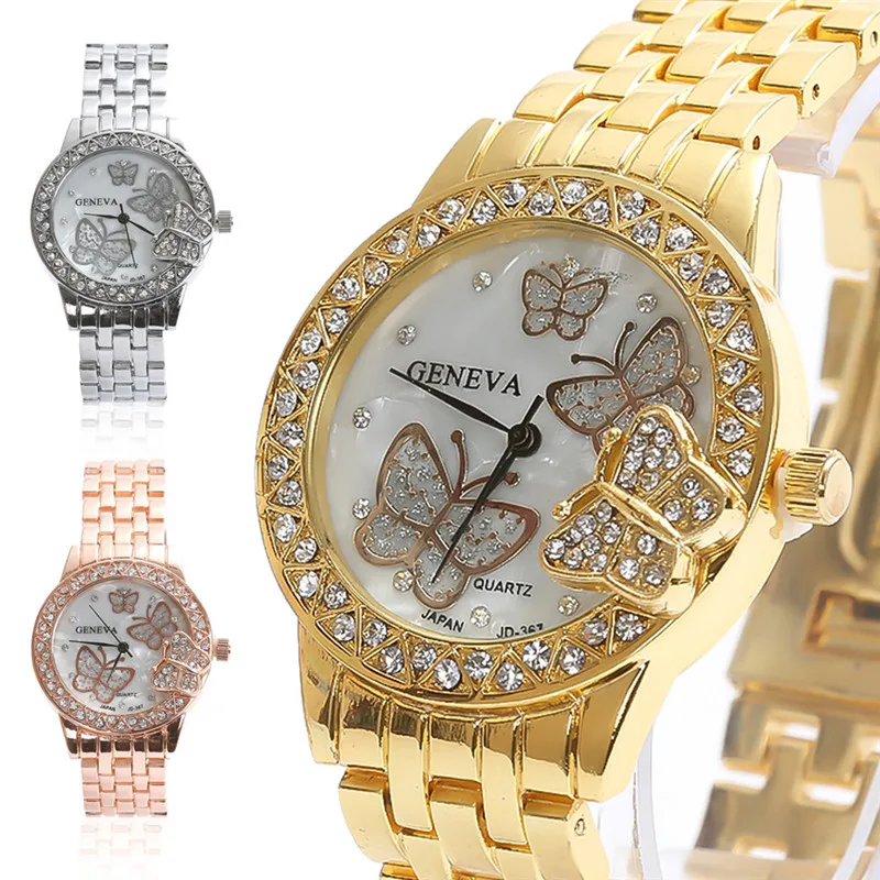 

NO.2 Fashion Women Bracelet Watch Women's Stainless Steel Quartz Watch Rhinestone Crystal Analog Wrist Watch Relogio Feminino