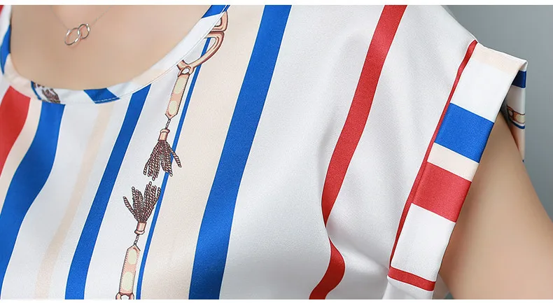 Модные женские блузки 2019 летние топы больших размеров 4XL полосатая шифоновая