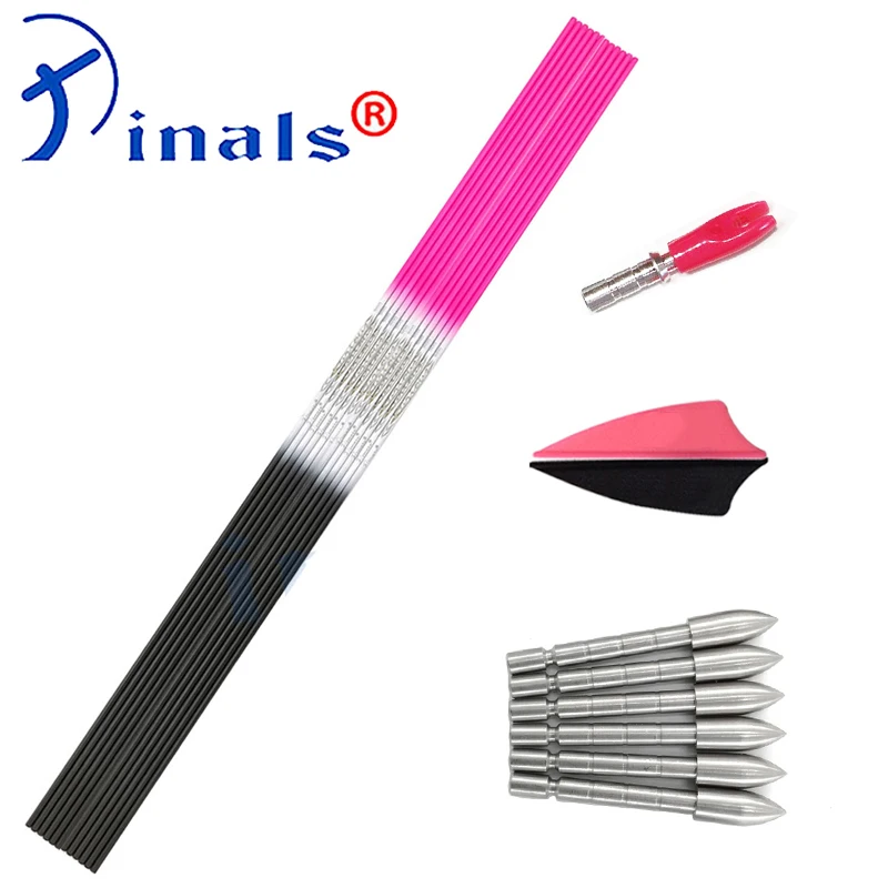 Pinals Archery Spine 500 600 700 800 900 30Inch Carbon Arrows Shaft Points Pin Nock Recurve Bow Longbow Hunting Shooting