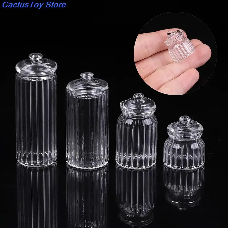 

Dollhouse Miniature Glass Candy Jar Simulation Candy Bottle Model Toy 1/12 Scale Pretend toy for home Kitchen Decora