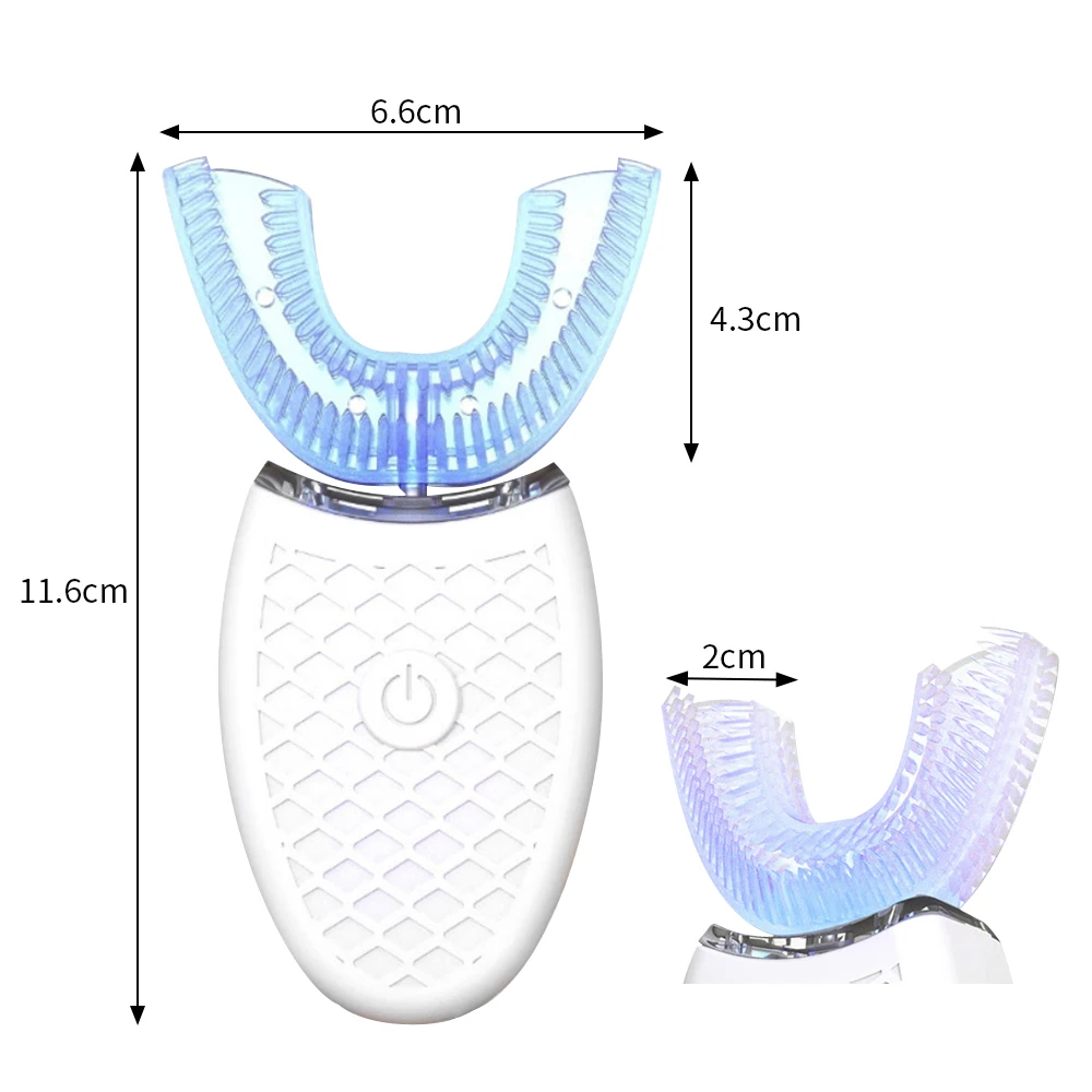 

Automatic Sonic Electric Toothbrush USB Rechargeable 360 Degree Silicone Teeth Cleaner Blue Light Whitening Tooth