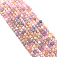morganite faceted round beads natural stone gem loose spaced beads for fashion jewelry creation necklace earrings accessories