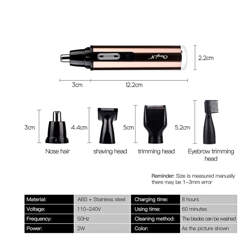 

4 In 1 Electric Nose Hair Trimer Shaver Blade Sideburns Razor Eyebrows Trimmer Ear Hair Clipper Cutter Personal Care Kit43