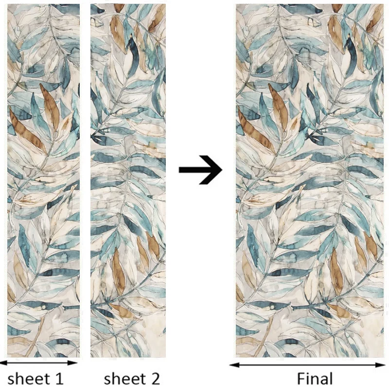 

PVC Self-Adhesive Waterproof Door Sticker Modern Retro Leaf Mural Wallpaper Living Room Bedroom Door Poster Home Decor 3D Decal
