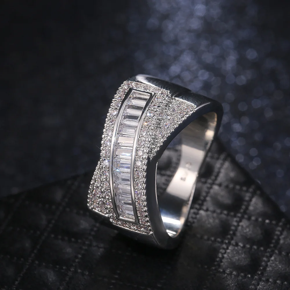 

Exquisite Bridal Wedding Jewelry Silver Plated White Gem Ring Princess Engagement Ring Girlfriend Birthday Gift Size 6-10