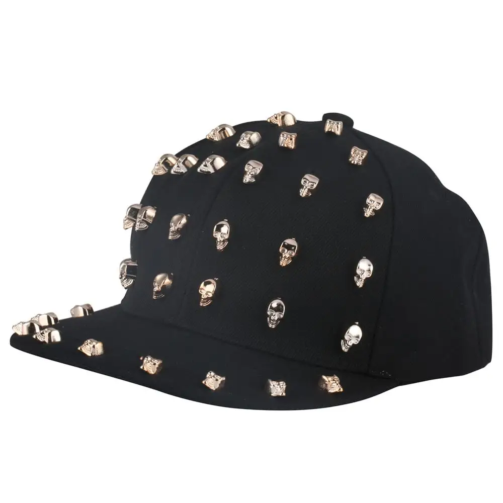 Мужские бейсболки в стиле хип хоп панк черные женские с черепом плоские летние