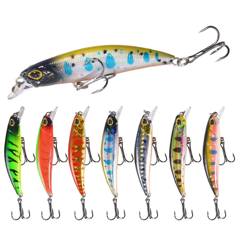 

1pcs/lot new lure bait 7cm/4.1g slow sinking Mino fish 3D eye bait hard bait freshwater sea hook and bass fishing gear