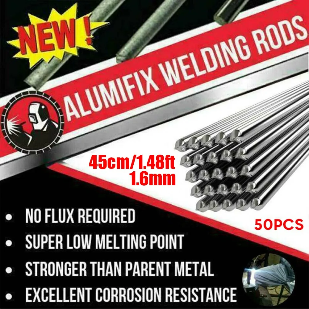 

1.6*450mm 50pcs Aluminium Welding Rods Low Temperature Fast Easy Wire Brazing No Flux For Welding Alloys Solder Soldering Rod