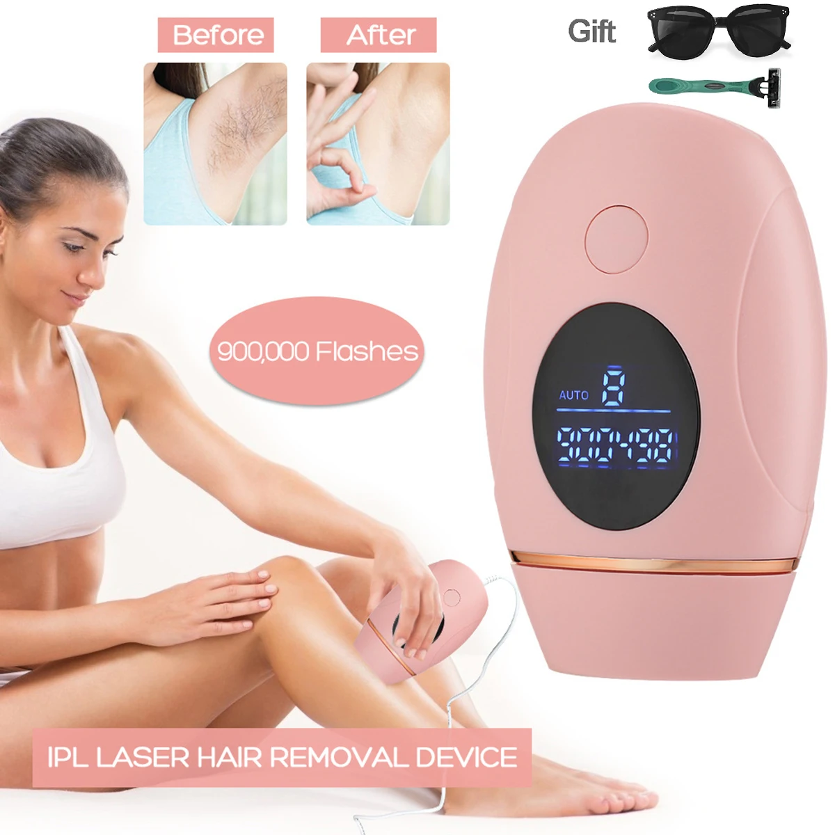 

Dropshipping Home Hold Depilatory Laser Mini Hair Epilator IPL System 500000 Shot Light Pulses Whole Body Permanent Hair Remover
