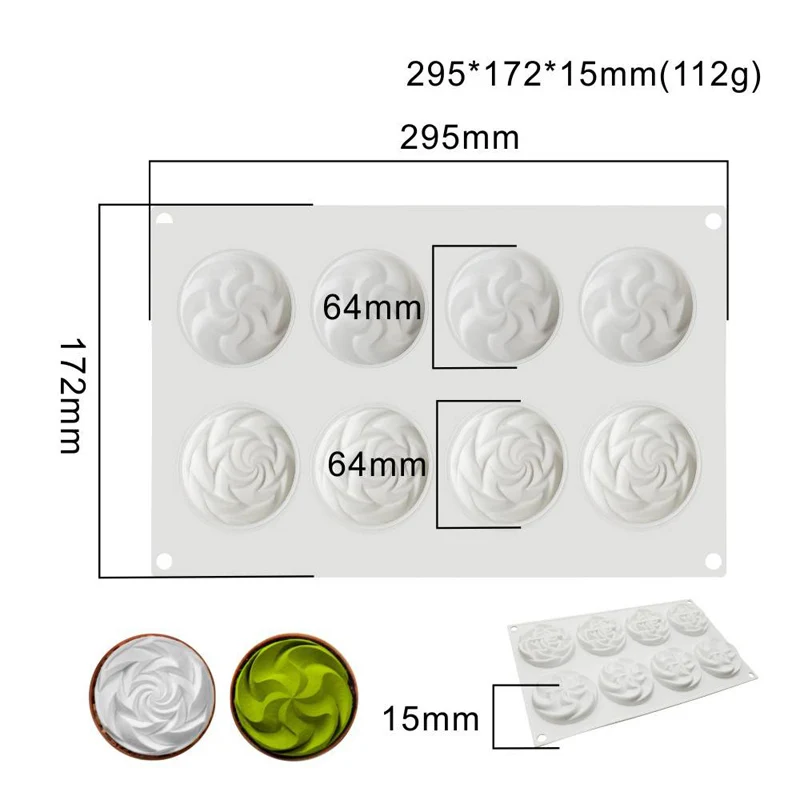 Силиконовая форма для выпечки meiбудин 8 ячеек шоколада коричневого мусса 3D