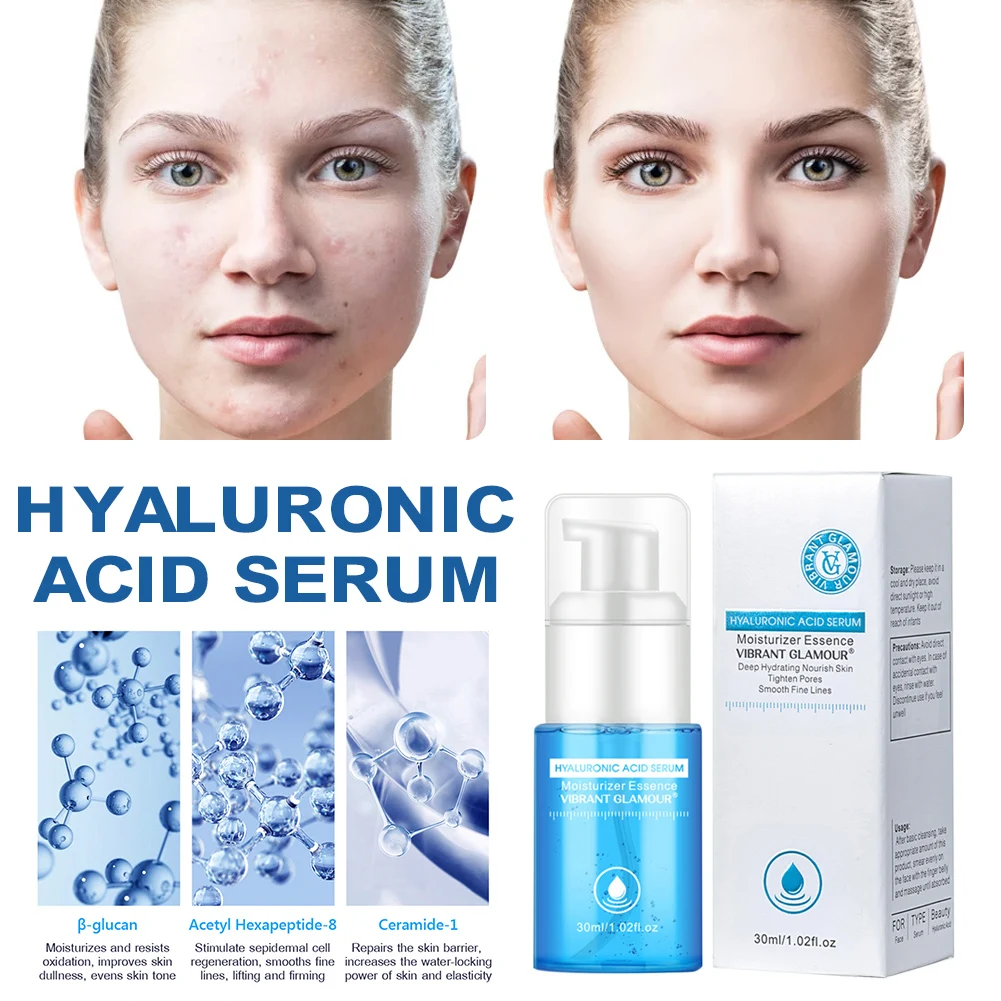 

Hyaluronic Acid Face Serum Moisturizing Shrink Pores Remove Fine Lines Anti-Aging Anti-Wrinkle Deep Care 30ml for All Skins