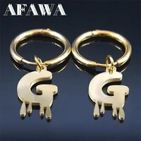 2022 fashion stainless steel g letter hoop earrings for women gold color round hoop earrings jewelry pendientes de aro e7003s01