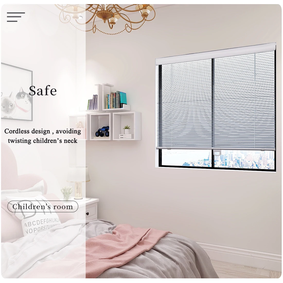 Беспроводные безопасные алюминиевые шторы полузатемняющие оконные для ванной