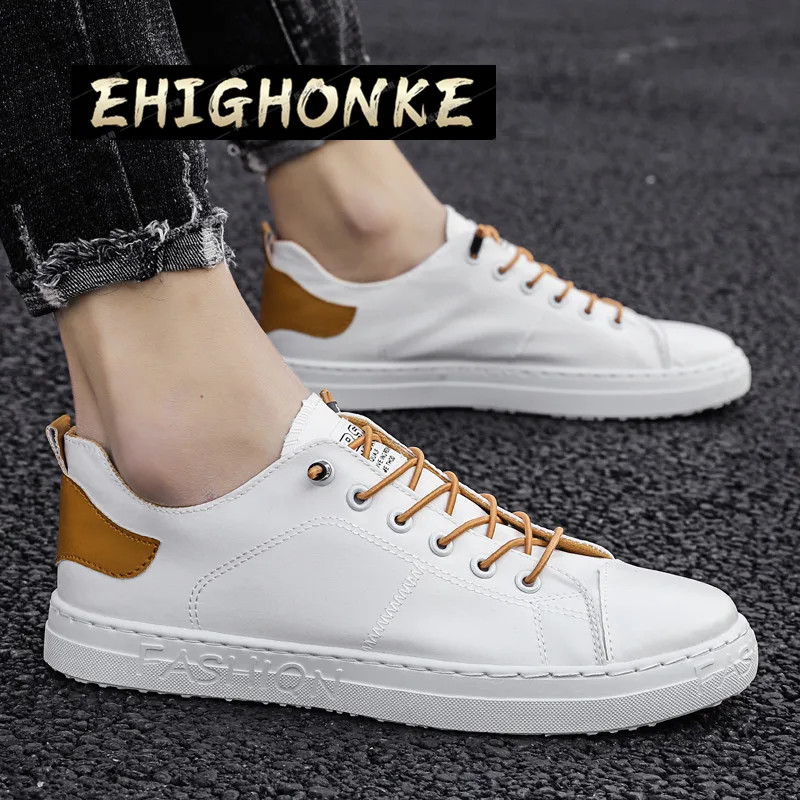 2021 Trendy Men 's Sports Shoes Lace -up Moccasin Casual Shoes White Tenis Masculino Men Loafers Artificial Leather Floral Adult