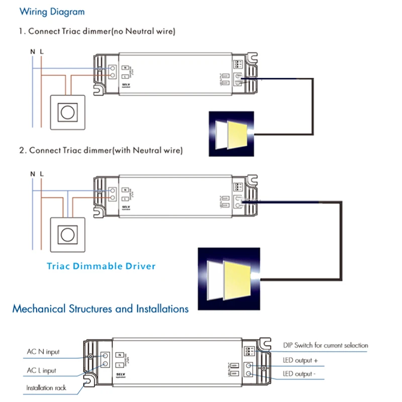 Приглушаемый светодиодный драйвер Triac цифровой приглушаемый для светильник 1
