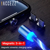 accezz magnetic led usb cable fast charging for iphone 7 x ipad micro charge usb c magnet charger mirco for samsung phone cord